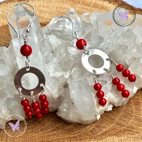 Red Coral Chandelier Earrings